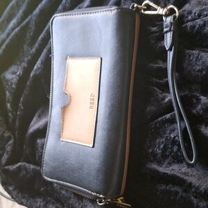 Reed Krakoff Black And Tan Colorblock Double Zipper Wallet Wristlet. Organizer